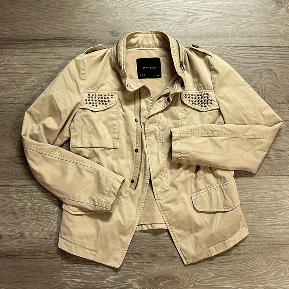 Zara Beige Studded Jacket - Picture 1 of 5